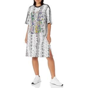 Adidas Love Unites Doodle Tee Dress Gray LGBTQIA+ Pride Cotton Womens Small